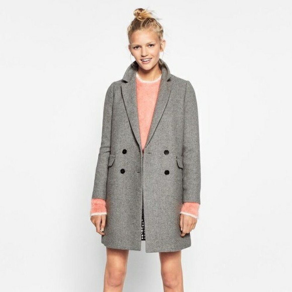 Zara TRF Grey wool Coat Size XS EUC